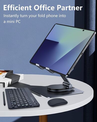 Enituo لوحة مفاتيح بلوتوث لاسلكية وحامل حامل لهاتف Samsung Galaxy Z Fold 5 4 3 & Pixel Fold، مجموعة لوحة مفاتيح محمولة للسفر للكمبيوتر اللوحي iPad Mini، حامل مكتب قابل للتعديل قابل للطي + قلم ستايلس + ماوس in Saudi Arabia