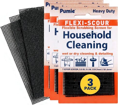 Pumie Flexi-Scour ، 5.5 × 4 بوصة Flex-12 C ، شاشة تنظيف مرنة للتنظيف المنزلي ، وسادة شبكية للتجوب المرنة ، شاشة الحصن الكاشطة لأوعية المرحاض ، والمشويات ، والكربون ، والصدأ (حزمة 1) in Kuwait
