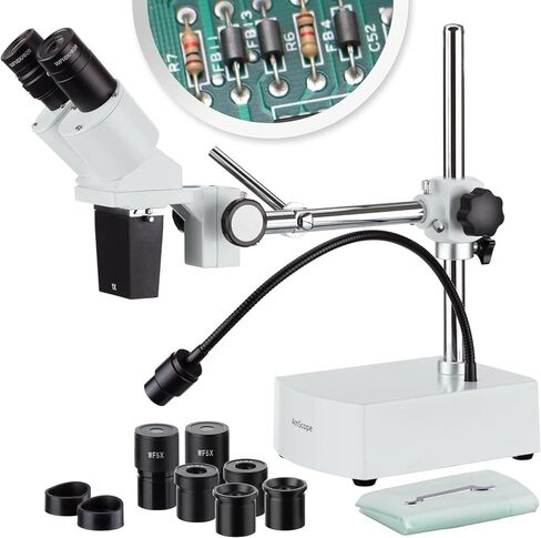 AmScope SE400-XYZ Professional Binocular Stereo Microscope, WF5x/WF10x/WF15x/WF20x Eyepieces, 5X/10X/15X/20X Magnifications, 1X Objective, LED Lighting, Boom-Arm Stand, 110V-120V in Saudi Arabia