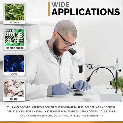 AmScope SE400-XYZ Professional Binocular Stereo Microscope, WF5x/WF10x/WF15x/WF20x Eyepieces, 5X/10X/15X/20X Magnifications, 1X Objective, LED Lighting, Boom-Arm Stand, 110V-120V in Saudi Arabia