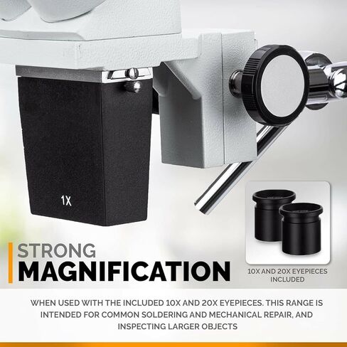 AmScope SE400-XYZ Professional Binocular Stereo Microscope, WF5x/WF10x/WF15x/WF20x Eyepieces, 5X/10X/15X/20X Magnifications, 1X Objective, LED Lighting, Boom-Arm Stand, 110V-120V in Saudi Arabia