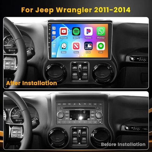 ستيريو سيارة 10.1 بوصة Android 13 لراديو Jeep Wrangler 2011 2012 2013 2014 مع Apple Carplay Android Auto، 2G+64G راديو السيارة بلوتوث، GPS Navi، WiFi، Mirror Link، HiFi، SWC، كاميرا احتياطية in Kuwait
