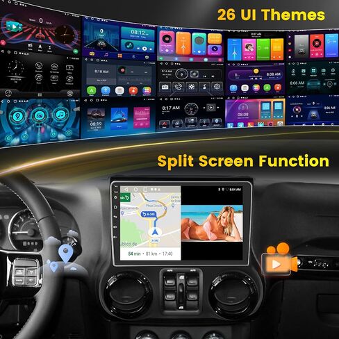 ستيريو سيارة 10.1 بوصة Android 13 لراديو Jeep Wrangler 2011 2012 2013 2014 مع Apple Carplay Android Auto، 2G+64G راديو السيارة بلوتوث، GPS Navi، WiFi، Mirror Link، HiFi، SWC، كاميرا احتياطية in Kuwait