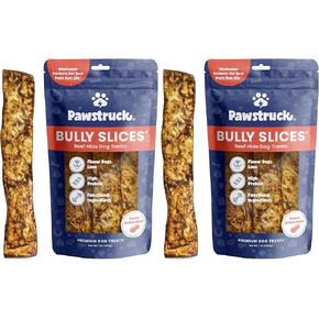 شرائح Pawstruck Bully للمضغ من الجلد الخام للكلاب، 1 رطل. علاجات طويلة الأمد، أغذية الحيوانات الأليفة، بديل لعصي الفتوة منخفضة السعرات الحرارية، نكهة لحم البقر، أعواد مضغ مغلفة بالبيتزل، بدون مكونات صناعية، 1 رطل in Kuwait