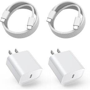 شاحن سريع iPhone، شاحن Apple سريع iPhone[معتمد من Apple MFi] 2 حزمة شاحن حائط USB C شاحن iPhone سريع 6FT Type-C USB C إلى كابلات Lightning لهاتف iPhone 14/13/12/11 Pro Max، Mini، 8، iPad/AirPods in Kuwait