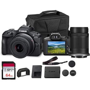Canon EOS R50 Mirrorless Camera Kit – APS-C RF Camera with 18-45mm Lens, 4K Video, Dual Pixel AF II & Vari-Angle Touchscreen (5811C012) + Canon Shoulder Bag + 64GB Memory Card in Kuwait