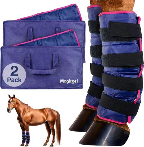 Magic Gel Horse Ice Pack with Carry Case - Twin Ice Boots | Cooling Horse Leg Wraps for Hock, Ankle, Knee, Legs, Boots, and Hooves | Horse Tack, Horse Supplies & Horse Gift Ideas for Horse Lovers in Saudi Arabia