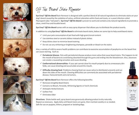 Eye Envy Beard Stain Remover Spray for Dogs/Cats. Natural, Safe. Remove Stains from Drooling, Saliva, Food, Runoff from Tearing. Removes Odors. Keeps Dog Beards Clean. 4oz in Kuwait