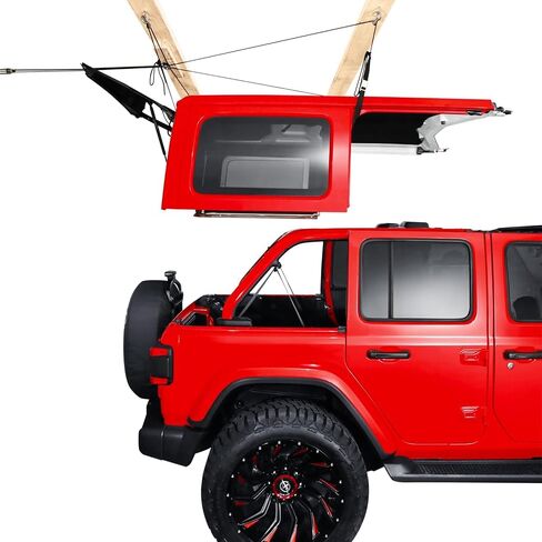 Hard Top Removal Lift for Jeep Wrangler, Compatible with All Jeep Wrangler JK JL Models, Easy One-Person Operation Roof Hardtop Hoist with Anti-Drop System, Supports 8-16 ft. Ceiling, 6 T Knobs in Saudi Arabia
