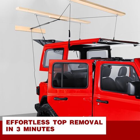 Hard Top Removal Lift for Jeep Wrangler, Compatible with All Jeep Wrangler JK JL Models, Easy One-Person Operation Roof Hardtop Hoist with Anti-Drop System, Supports 8-16 ft. Ceiling, 6 T Knobs in Saudi Arabia