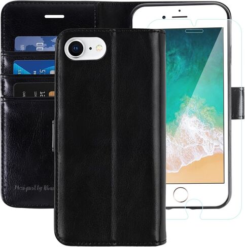 MONASAY Wallet Case for iPhone 8/7 with 3 Card Holders - Brown in Kuwait