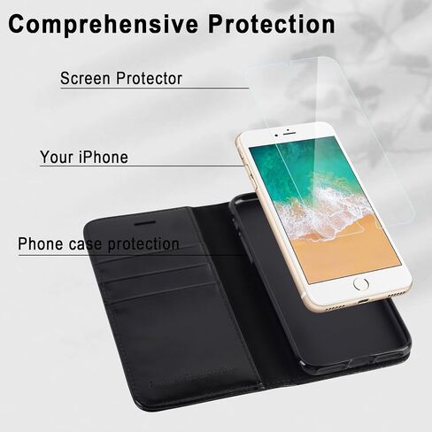 MONASAY Wallet Case for iPhone 8/7 with 3 Card Holders - Brown in Kuwait