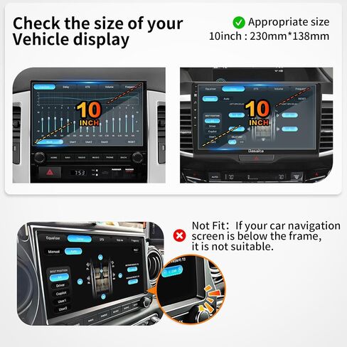 dasaita 10 inch Large Screen 226X128mm Tempered Glass Screen Protector Display Monitor Glass Film for 2 DIN Car DVD GPS Head Unit Global Navigation System in Kuwait