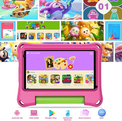 Kids Tablet 7 inch, 4GB RAM 32GB, Kid-Proof Case, Parental Control Blue in Kuwait
