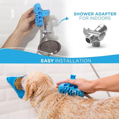 Aquapaw 5-in-1 Horse Bathing Tool & Curry Comb for Washing, Spraying, Scrubbing, Massaging & Grooming | Includes 3 Foot Garden Hose & Adapter | 1 Size Fits All - Great for Horses, Livestock & Big Dogs in Kuwait