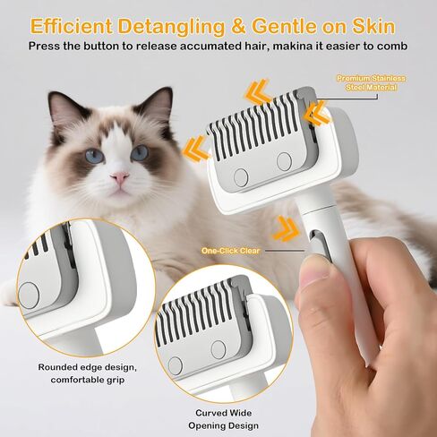 Cat Brush cat grooming supplies Gently Removes Loose Undercoat Mats, Tangled Hair and Soothes Skin. Ideal for Long and Short Haired Pets. (Blue) in Saudi Arabia