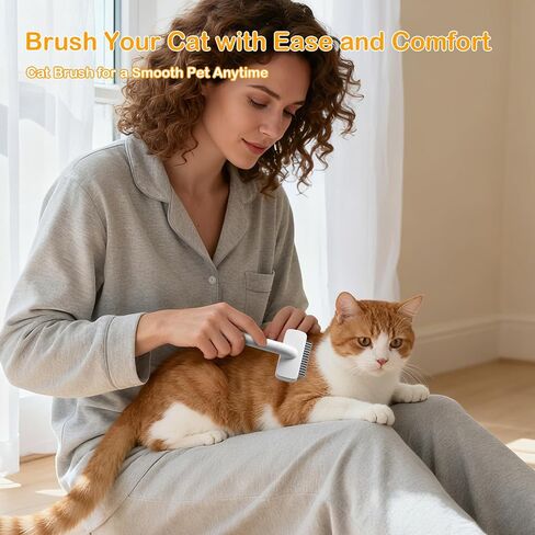 Cat Brush cat grooming supplies Gently Removes Loose Undercoat Mats, Tangled Hair and Soothes Skin. Ideal for Long and Short Haired Pets. (Blue) in Saudi Arabia