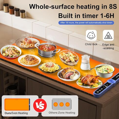 تدفئة طعام السيليكون للحفلات بوفيه XL: 32''x15 '' حصيرة دافئة كبيرة إضافية للطعام 450W كحد أقصى 248 درجة فهرنه in Saudi Arabia