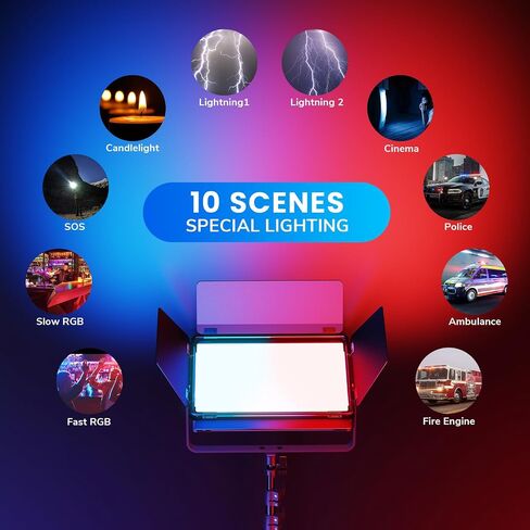 مجموعة إضاءة الفيديو Pixel P80 LED مع التحكم في التطبيق، 10 مشاهد قابلة للتطبيق RGB LED لوحة إضاءة الفيديو، 2500k-10000k CRI 97+ إضاءة التصوير الفوتوغرافي للاستوديو/الألعاب/البث/التكبير/التصغير/يوتيوب in Saudi Arabia