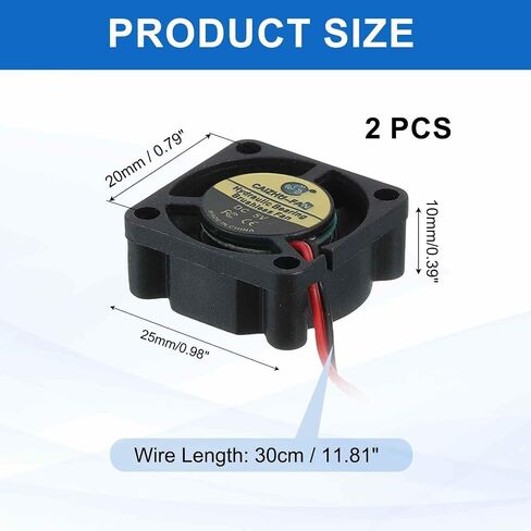 MECCANIXITY 2510 Fan 25mm x 10mm 1 Inch 24V Small Plastic Cooling Fan 2 Pin for Computer PC Case CPU Heatsink 3D Printer Desktop Cooling Router Server(2 PCS) in Saudi Arabia