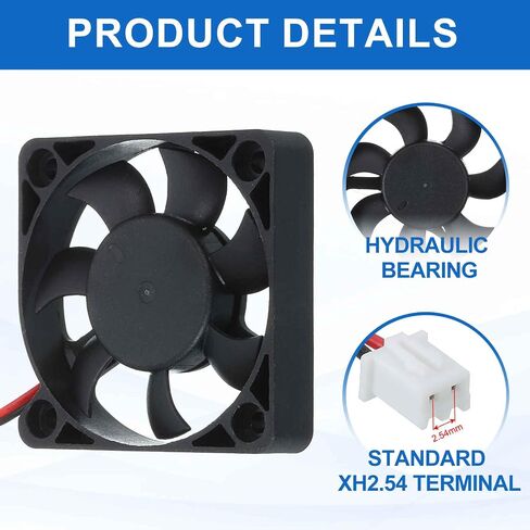 MECCANIXITY 2 Pcs 3D Printer 2510 Cooling Fan, 12V 12000RPM 25 x 25 x 10 mm Hydraulic Bearing XH2.54 Extruder Cooling Fan with 30cm Cable 2 Pin Terminal for 3D Printer in Saudi Arabia