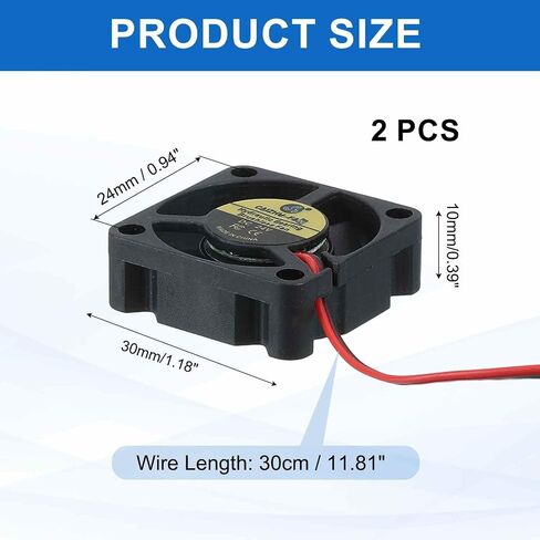 MECCANIXITY 2 Pcs 3D Printer 2510 Cooling Fan, 12V 12000RPM 25 x 25 x 10 mm Hydraulic Bearing XH2.54 Extruder Cooling Fan with 30cm Cable 2 Pin Terminal for 3D Printer in Saudi Arabia