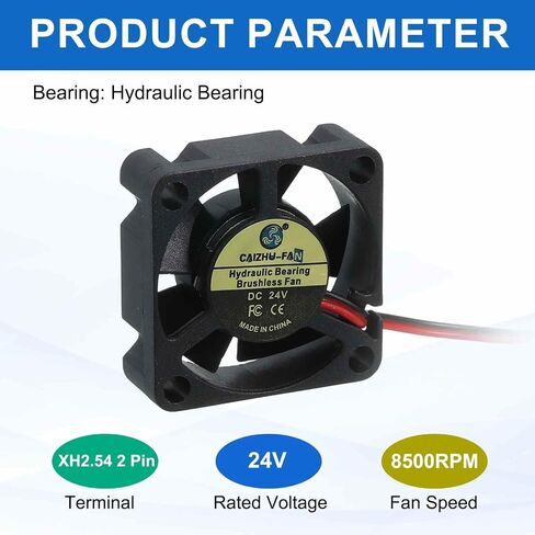 MECCANIXITY 2 Pcs 3D Printer 2510 Cooling Fan, 12V 12000RPM 25 x 25 x 10 mm Hydraulic Bearing XH2.54 Extruder Cooling Fan with 30cm Cable 2 Pin Terminal for 3D Printer in Saudi Arabia