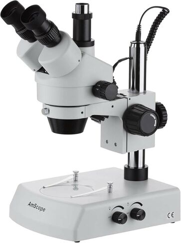 مجهر تكبير ستيريو ثلاثي العينيات احترافي من AmScope SM-2TZZ، عدسات WH10x وWH20x، تكبير 3.5X-180X، هدف تكبير 0.7X-4.5X، إضاءة هالوجين علوية وسفلية، حامل عمود، 110 فولت-120 فولت، يتضمن عدسات بارلو 0.5X و2.0X in Saudi Arabia