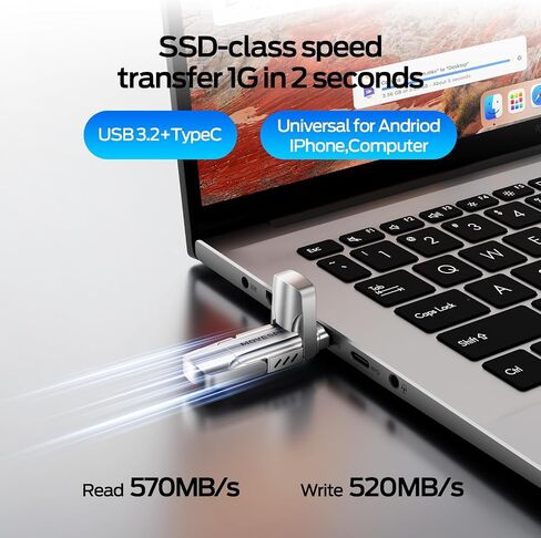 MOVE SPEED 1TB Solid State Flash Drive 570MB/s High Speed USB Drive with Type C + USB 3.2 Drive Dual Port, Thumb Drive Compatible with iPhone 15, 16,17 Series/Android/Phone/MacBook/Audio/Smart TV in Kuwait