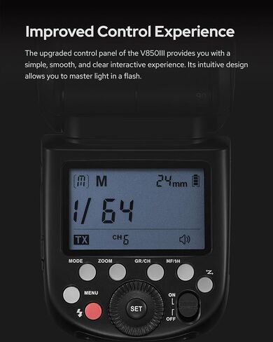 Godox V850II GN60 2.4G 1/8000s فلاش كاميرا مزامنة عالية السرعة Speedlite ضوء Speedlight وبطارية ليثيوم أيون 2000 مللي أمبير تتميز بوقت إعادة تدوير 1.5 ثانية و650 قوة كاملة لكاميرا Canon Nikon Pentax Olympas in Kuwait