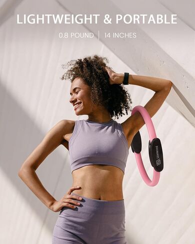 LIONSCOOL PILATES RING SET - Premium Anti-Deformation 14"Magic Circle with Dual Padded Handles - Includes Burst Resistant Pilates Mini Ball & Highly Elastic Resistance Bands - Free Workout Guide & Bag in Kuwait