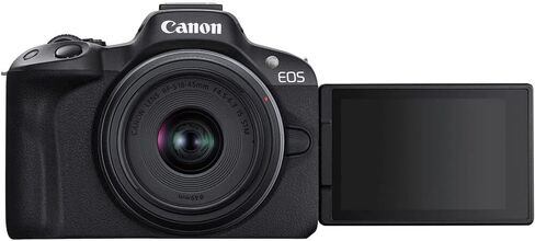 كاميرا الكاميرا Canon EOS R50 Mirrorless-APS-C RF مع عدسة 18-45 ملم ، فيديو 4K ، شاشة تعمل باللمس مزدوجة البكسل (5811C012) + Canon الكتف in Saudi Arabia