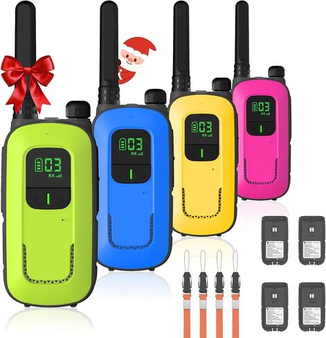 Radioddity FS-T3 Walkie Talkies for Adults Kids Long Range 4 Pack Rechargeable Walky Talky FRS Two Way Radio, 22 Channels License Free USB Charging with Flashlight Earpiece for Camping Hiking in Kuwait