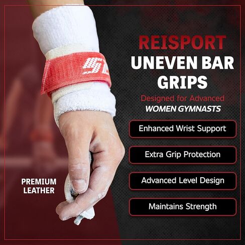 Reisport Women's Gymnastic Grips Double Buckle Uneven Bar Grips, No Slip Fit, XX-Small, Small, Medium, Large, Women and Girls Gymnastics Training, Special Leather, Long Lasting, Safe Grip in Kuwait