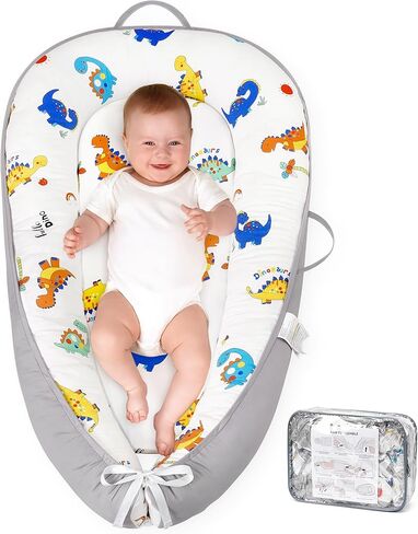 Hkai Baby Lounger-مقعد أرضي للطفل من القطن الناعم للمولود الجديد إلى 24 شهرًا ، أساسيات الأطفال المحمولة للبنين والبنات ، وسادة صالة الأطفال الصديقة للسفر in Kuwait