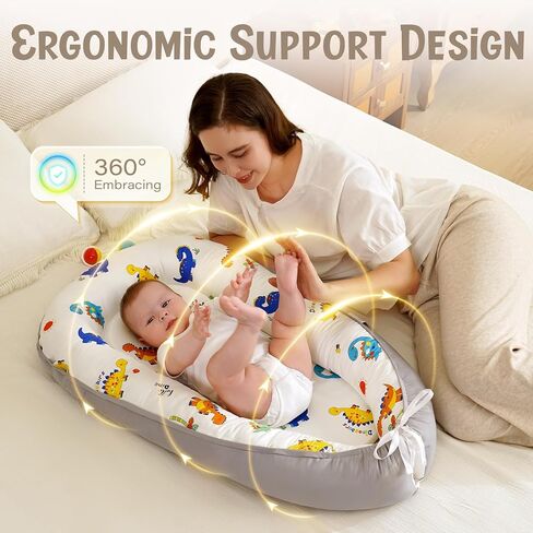 Hkai Baby Lounger-مقعد أرضي للطفل من القطن الناعم للمولود الجديد إلى 24 شهرًا ، أساسيات الأطفال المحمولة للبنين والبنات ، وسادة صالة الأطفال الصديقة للسفر in Kuwait
