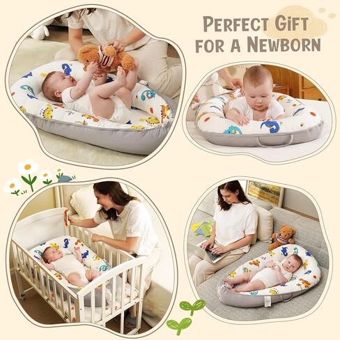 Hkai Baby Lounger-مقعد أرضي للطفل من القطن الناعم للمولود الجديد إلى 24 شهرًا ، أساسيات الأطفال المحمولة للبنين والبنات ، وسادة صالة الأطفال الصديقة للسفر in Kuwait