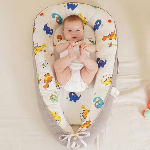 Hkai Baby Lounger-مقعد أرضي للطفل من القطن الناعم للمولود الجديد إلى 24 شهرًا ، أساسيات الأطفال المحمولة للبنين والبنات ، وسادة صالة الأطفال الصديقة للسفر in Kuwait