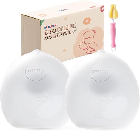 2 PCS Silicone Breast Milk Collectors for Breastfeeding，2.5oz/75ml Silicone Hands Free Breast Pump ，BPA-Free Soft Breast Shel，Breastfeeding Essentials in Saudi Arabia
