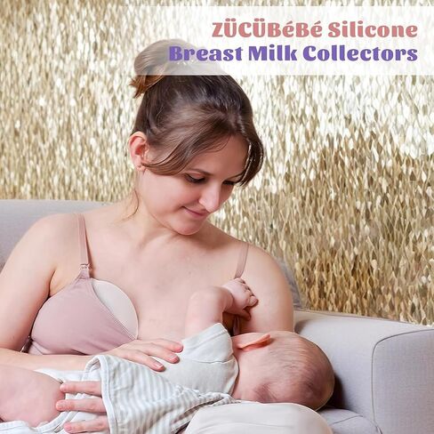 2 PCS Silicone Breast Milk Collectors for Breastfeeding，2.5oz/75ml Silicone Hands Free Breast Pump ，BPA-Free Soft Breast Shel，Breastfeeding Essentials in Saudi Arabia