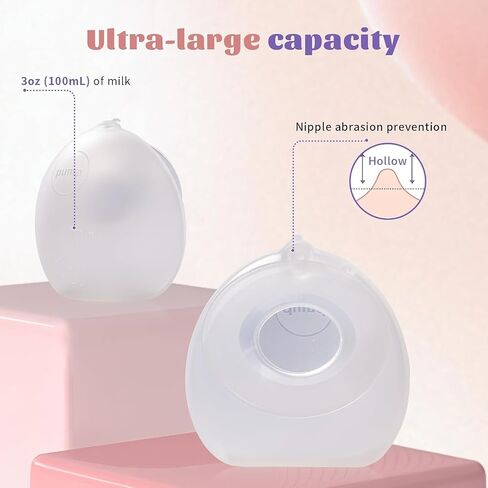 2 PCS Silicone Breast Milk Collectors for Breastfeeding，2.5oz/75ml Silicone Hands Free Breast Pump ，BPA-Free Soft Breast Shel，Breastfeeding Essentials in Saudi Arabia
