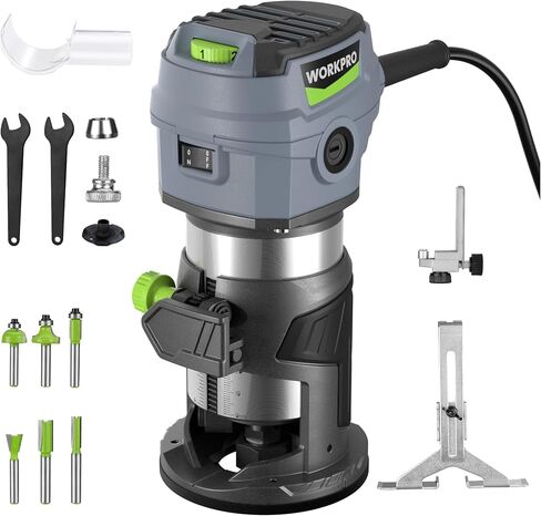 أداة توجيه مضغوطة من WorkPro 20V ، 6 سرعات متغيرة تصل إلى 30،000 دورة في الدقيقة في الموجه الخشبي للتخليص ، والقطعة ، والتشذيب ، مع تعديل الزاوية متعددة ، مستقيم ، قاعدة مزدوجة ، وأجزاء متعددة in Saudi Arabia