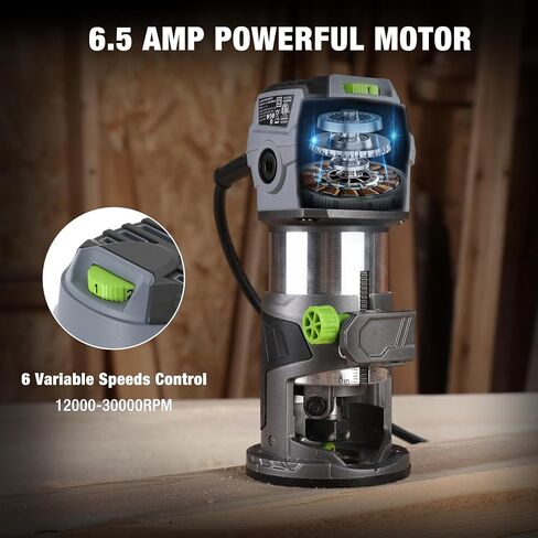 أداة توجيه مضغوطة من WorkPro 20V ، 6 سرعات متغيرة تصل إلى 30،000 دورة في الدقيقة في الموجه الخشبي للتخليص ، والقطعة ، والتشذيب ، مع تعديل الزاوية متعددة ، مستقيم ، قاعدة مزدوجة ، وأجزاء متعددة in Saudi Arabia