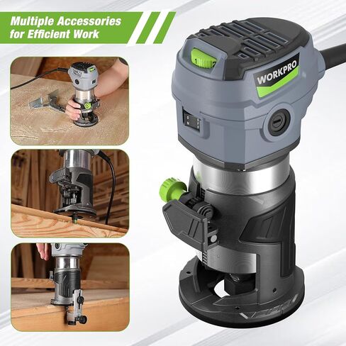 أداة توجيه مضغوطة من WorkPro 20V ، 6 سرعات متغيرة تصل إلى 30،000 دورة في الدقيقة في الموجه الخشبي للتخليص ، والقطعة ، والتشذيب ، مع تعديل الزاوية متعددة ، مستقيم ، قاعدة مزدوجة ، وأجزاء متعددة in Saudi Arabia