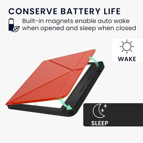 kwmobile Cover for Kobo Libra H2O Case - Slim PU Leather eReader Cover with Stand and auto Sleep funktion - Dark Green in Kuwait