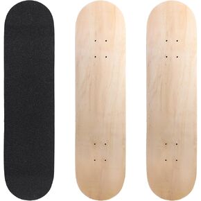 12 Pcs Blank Skateboard Decks for Art Painting 32 x 8 Inches, Wood Skateboard Replacement 7 Layer Maple Double Tail Plain Skateboard with Sandpaper for Home Decor in Saudi Arabia
