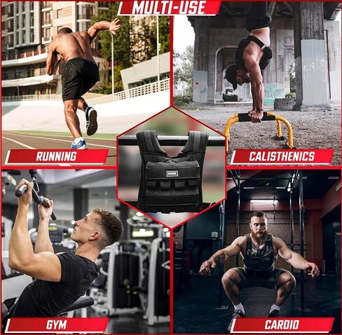 MVRK Adjustable Weighted Vest Men 35lbs - Weighted Workout Vest With Iron Weights, Heavy Duty Weighted Exercise Vest For Functional Training, Slim Design Weighted Running Vest, Weight Vest for Men and Women in Kuwait