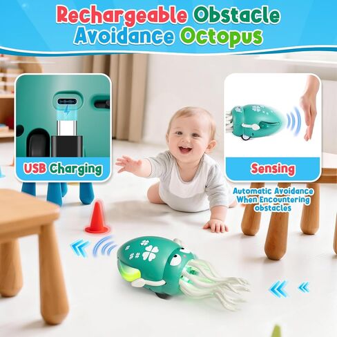 لعبة Dancing Octopus Baby Baby ، لعبة زحف كهربائية للأخطبوط ، لعبة Tummy Time Thate ، سحرية سحرية ترقص موسيقى الحبار للطفل ل 3 4 4 سنوات من الأطفال بوي بويز هدايا عيد ميلاد عيد ميلاد الكريسماس (أخضر) in Kuwait