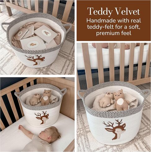 Giraffe Baby Storage Basket, Woven Cotton Rope Nursery Bin, 15x11 in | Stuffed Animal and Blanket Storage, Soft Felt Giraffe Patch, Safari Nursery Decor, Baby Shower, Kids Playroom Organizer in Saudi Arabia