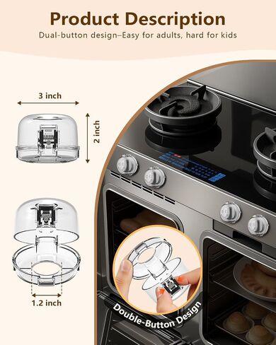 Stove Knob Covers - 5 Pack Heat Resistant Gas Stove Knob Covers with Child Proof Lock & Strong Adhesive, Oil-Proof Oven Knob Covers with Semi-Transparent Design, Black in Saudi Arabia